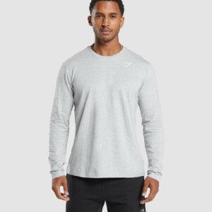 Crest Long Sleeve T-Shirt Light Grey Marl