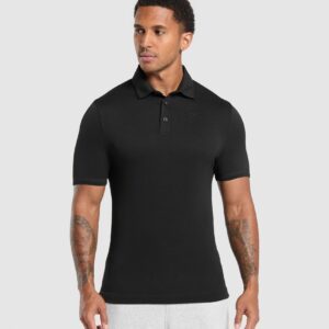 Flat Knit Polo Shirt Black