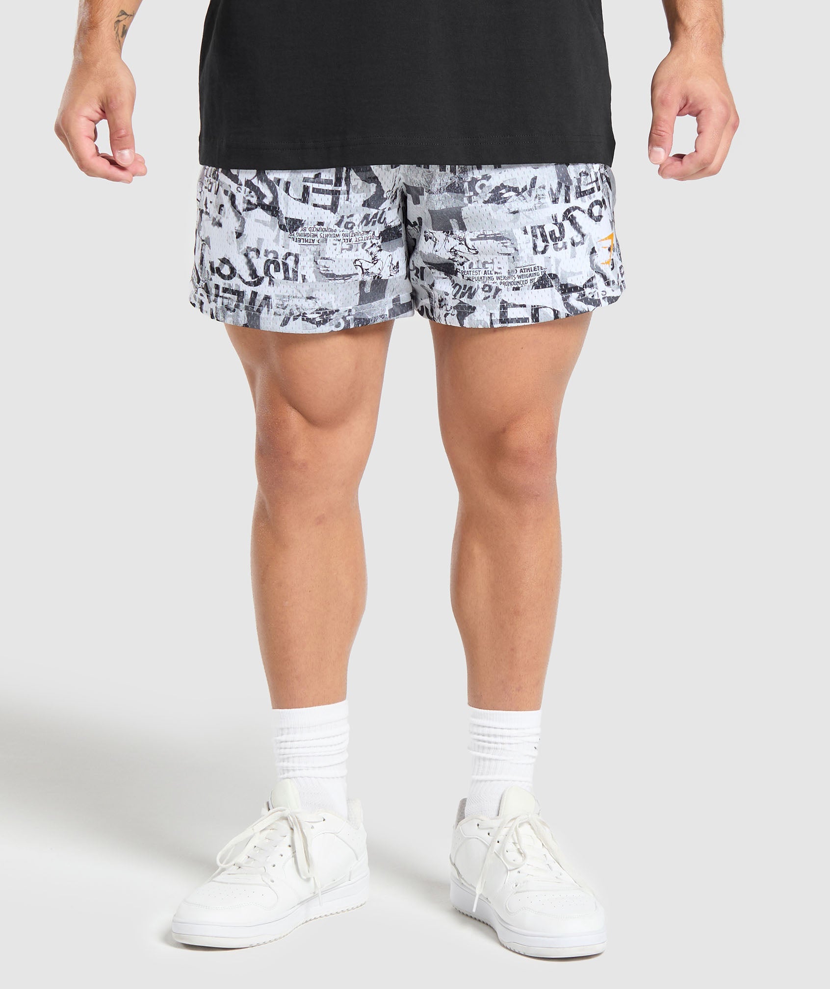 Printed Mesh 5″ Shorts White