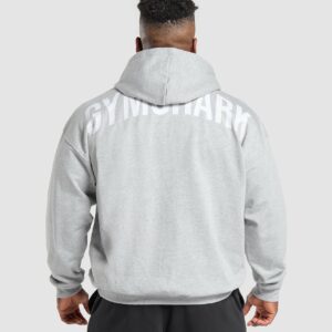 Power Zip Up Hoodie Light Grey Core Marl