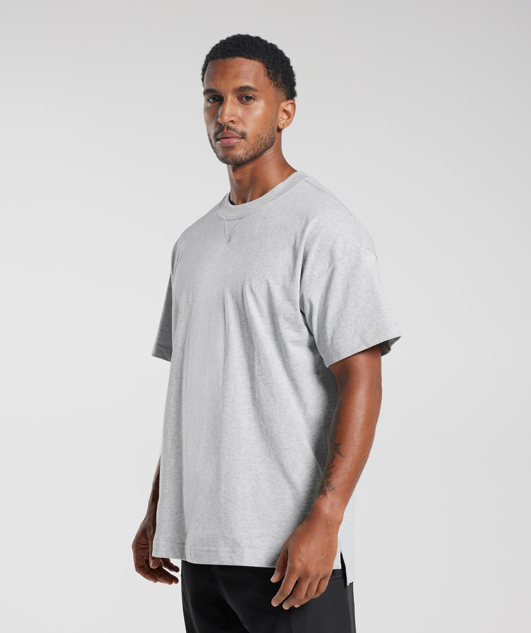 Rest Day Essentials T-Shirt Light Grey Core Marl - Image 3
