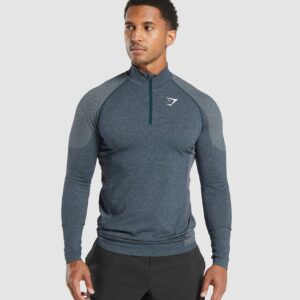 Vital Seamless 1/4 Zip Navy/Light Grey